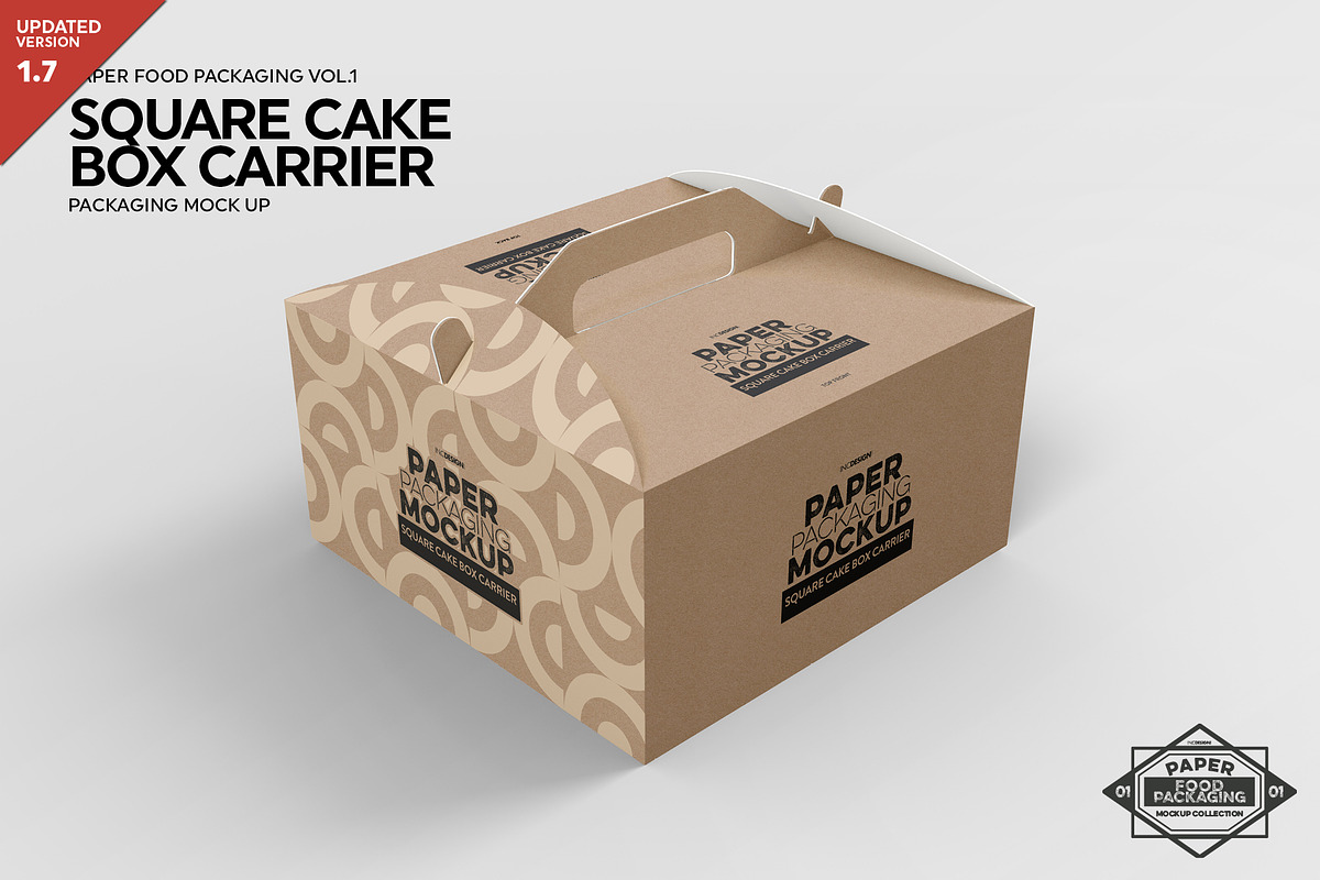 Square Cake Carrier Packaging Mockup, a Packaging Mockup by INCDesign (Photo 1 of 4)