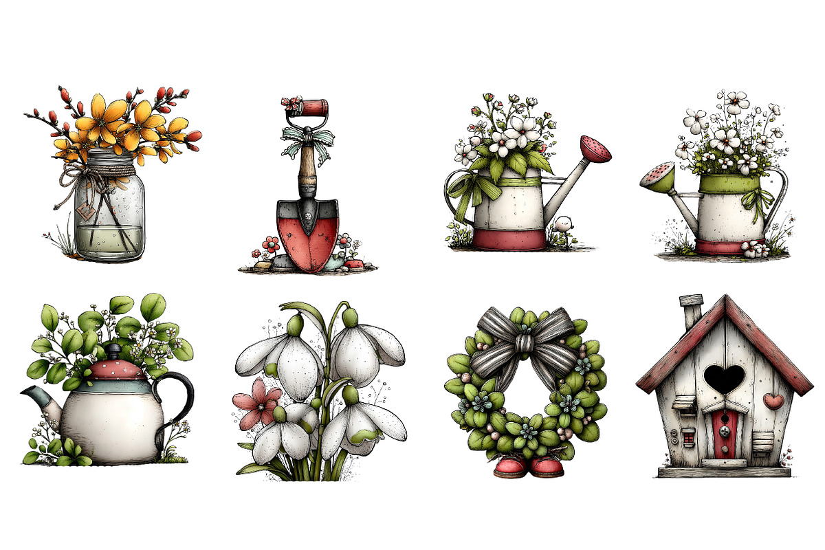 Watercolor Spring Gardening Clipart, an Illustration by Designworld (Photo 4 of 4)