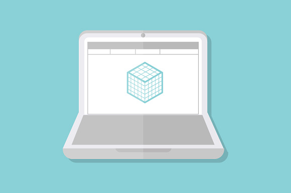 3D Printing Icon Laptop with 3D Cube preview 2
