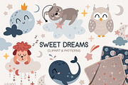 Sweet dreams clipart & patterns, an Animal Illustration by JulzaArt (Thumbnail 1 of 9)