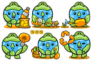 Kawaii Cartoon Earth Character Pack, an Object Graphic by MEDZ (Thumbnail 2 of 5)
