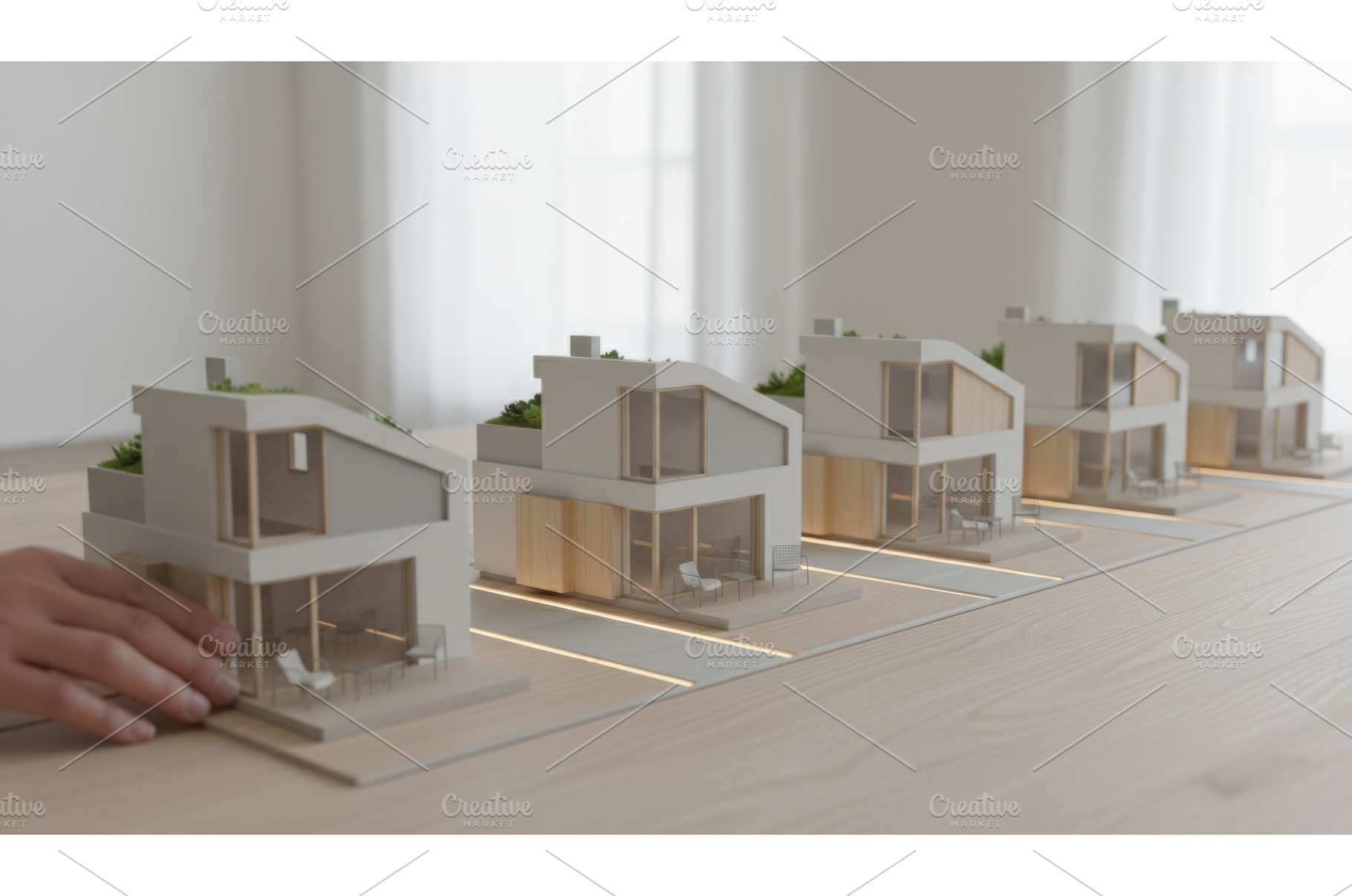 Row of modern miniature house models, an Architecture Photo by Igor Tichonow