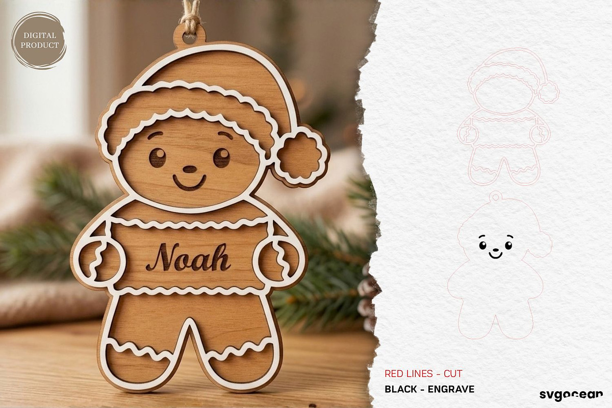 Personalized Gingerbread Ornaments, a Decorative Illustration by svgocean (Photo 8 of 14)