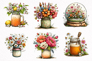 Watercolor Spring Mason Jar Clipart, an Illustration by DreamArtGraphic (Thumbnail 3 of 8)