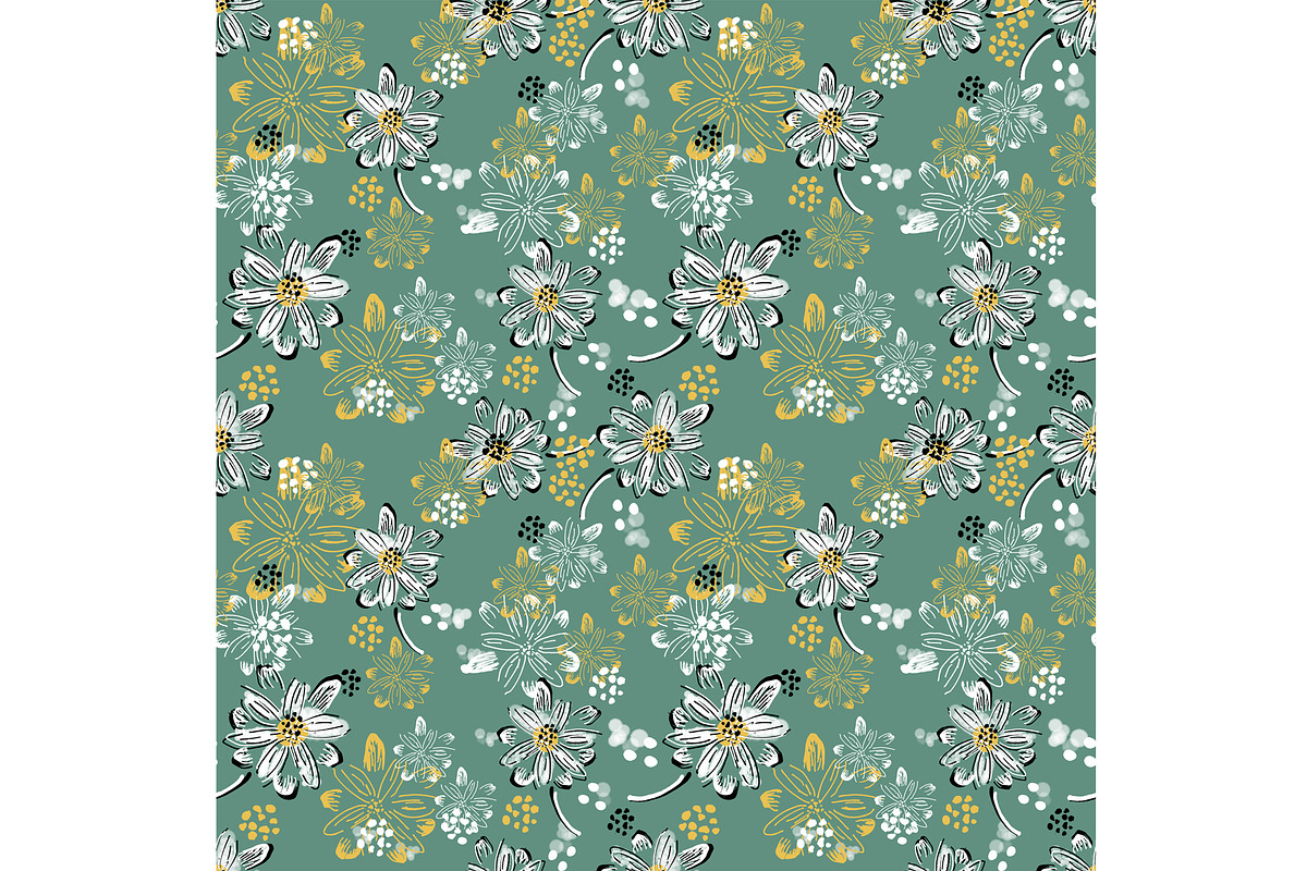 White Hand Drawn Daisy Seamless, a Pattern Graphic by Sharon Schwalbe (Photo 5 of 6)