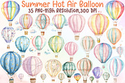 Summer Pastel Hot Air Balloon Clipar, an Illustration by Sublimation Artist (Thumbnail 1 of 6)