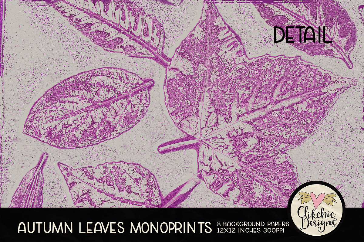 Autumn Leaves Monoprint Backgrounds, a Texture Graphic by Clikchic Designs (Photo 5 of 5)