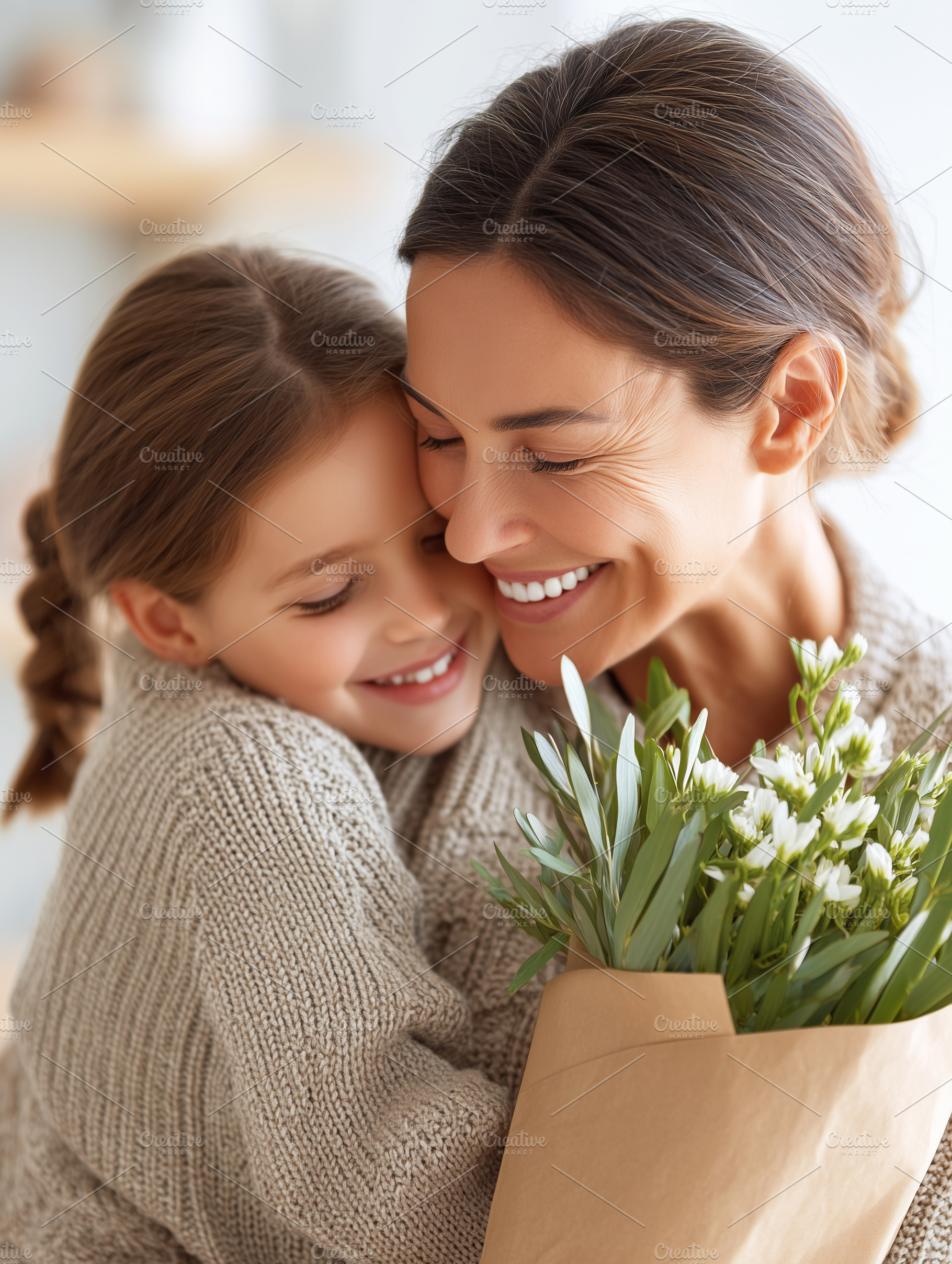 Smiling mother and daughter sharing, a Holiday Photo by MistyDay