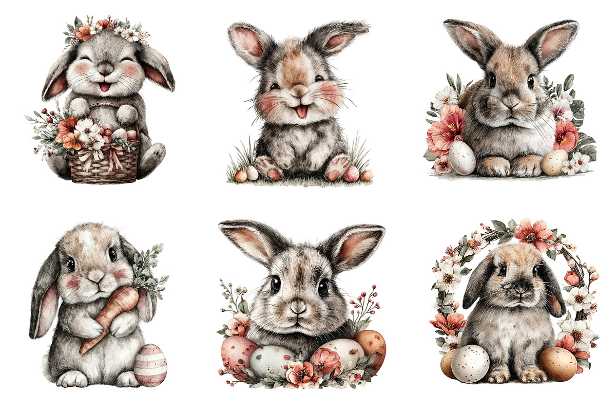 Happy Easter Bunny Clipart, an Illustration by Dream Creation (Photo 4 of 7)