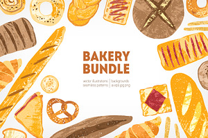 Bakery bundle and seamless pattern, a Decorative Illustration by Good Studio