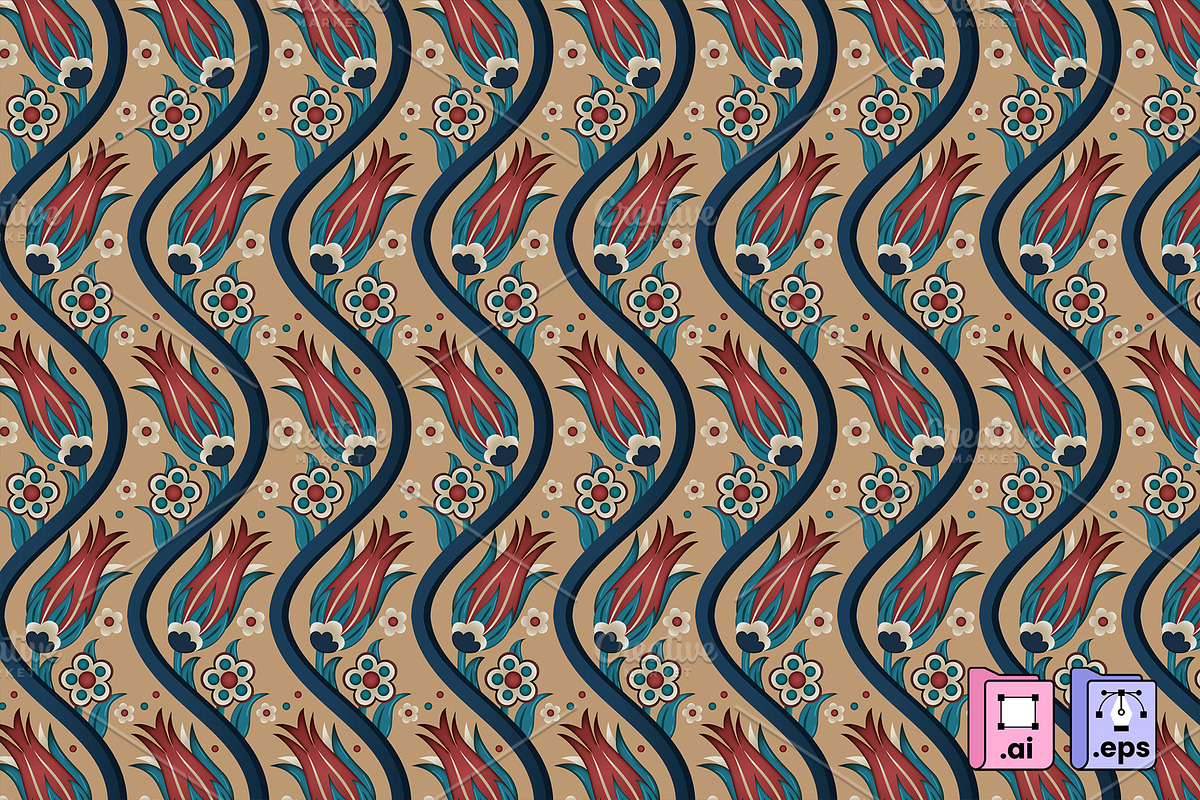 Ottoman Saz Yolu Pattern, a Pattern Graphic by MISS CHATZ (Photo 3 of 3)