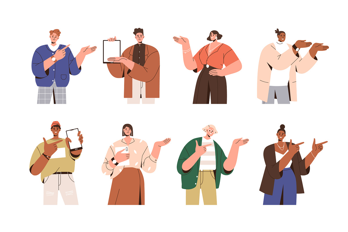 People pointing, presenting set, a Person Illustration by Good Studio (Photo 1 of 5)