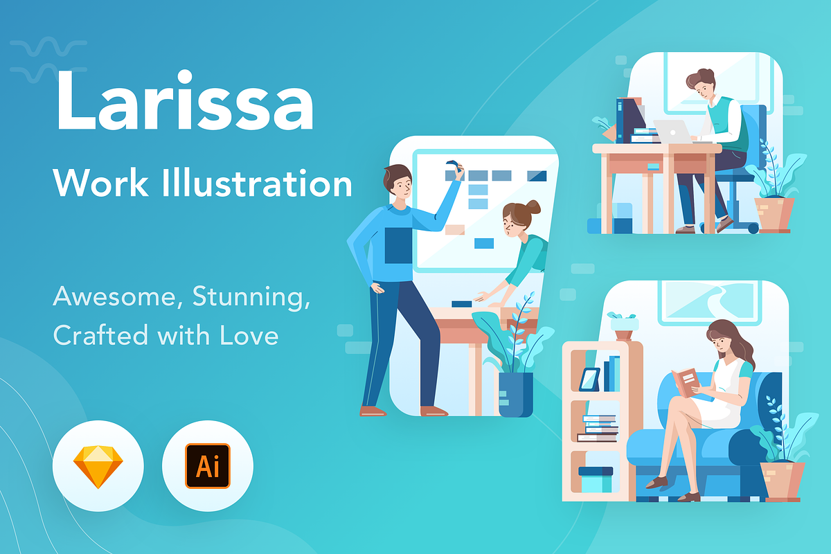 Larissa : Work Illustration Kit, a Templates & Theme by Designspace (Photo 1 of 7)