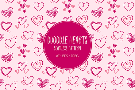 Doodle hearts pattern