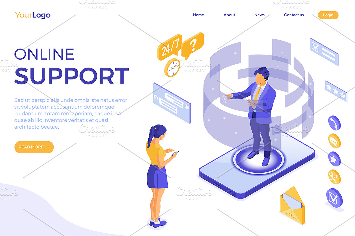 Isometric Online Customer Support, a Person Illustration by TAlex (Photo 5 of 6)