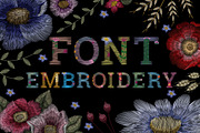 Font flower embroidery, a Serif Font by Chikovnaya (Thumbnail 1 of 6)