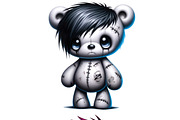 Distressed Emo Teddy Bear PNG Set, an Animal Illustration by DoubleTwists (Thumbnail 3 of 5)