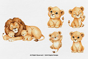 15 Bundle Watercolor Cute Lion Fam, an Animal Illustration by Morspective (Thumbnail 5 of 8)