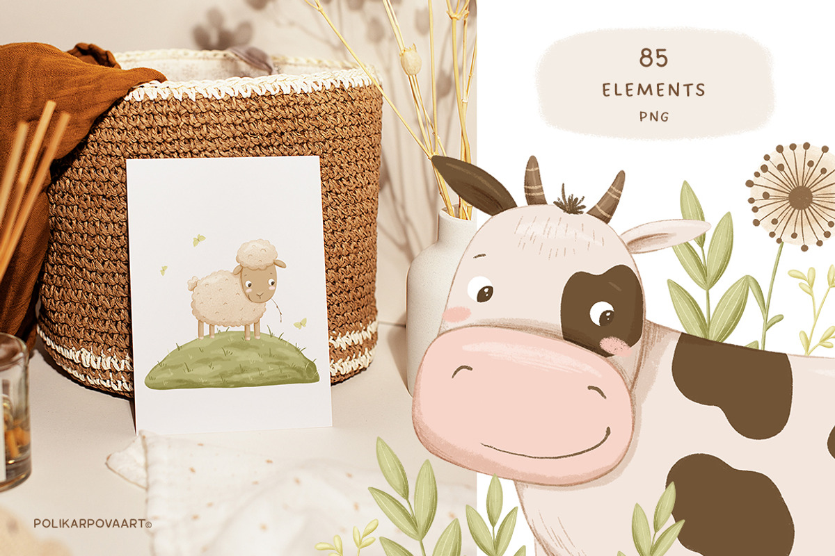 Family Farm animals baby collection, an Animal Illustration by polikarpovaart (Photo 12 of 14)