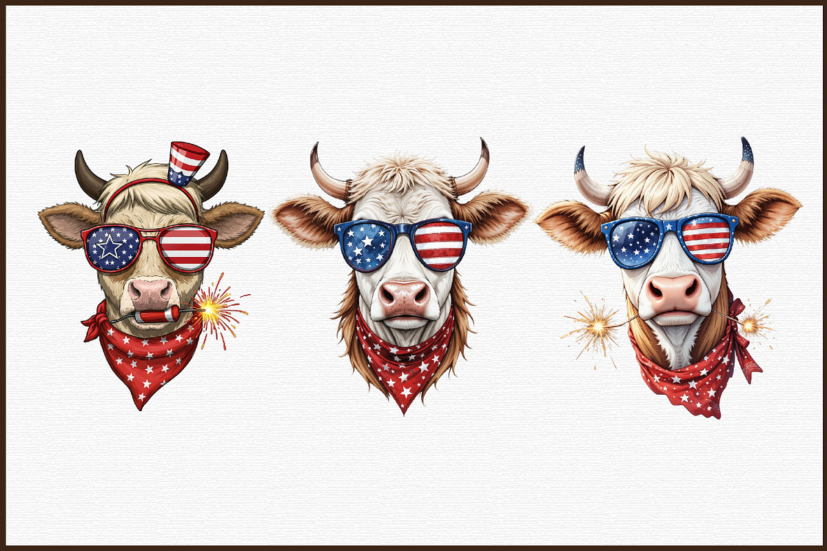 4th of July Heifer Png, Patriotic Co, an Illustration by Sublimation Artist (Photo 3 of 6)