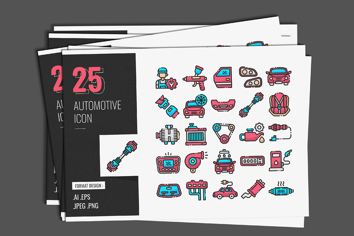 Automotive Icons Design, a Duotone Icon by shin_std