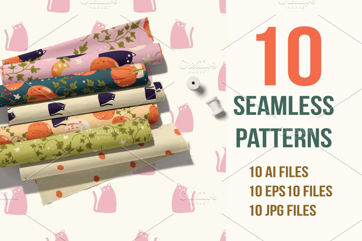 Pumpkins and cats - autumn patterns, a Pattern Graphic by Blue Lela Design (Photo 2 of 12)