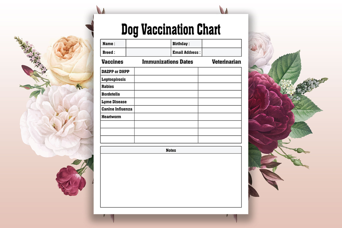 Printable Dog Vaccination Chart KDP, a Graphic by mh_arif (Photo 2 of 2)