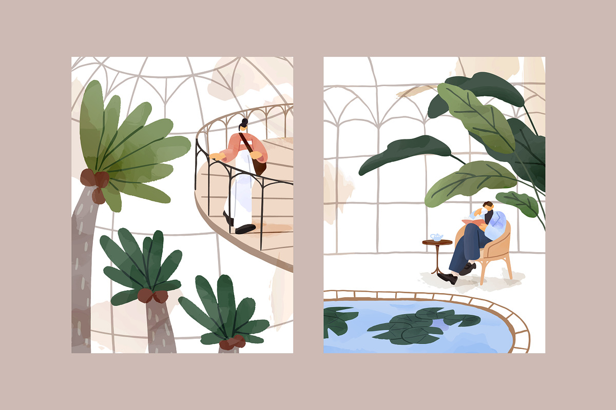 People in botanical garden, posters, a Decorative Illustration by PaperTrident (Photo 5 of 7)