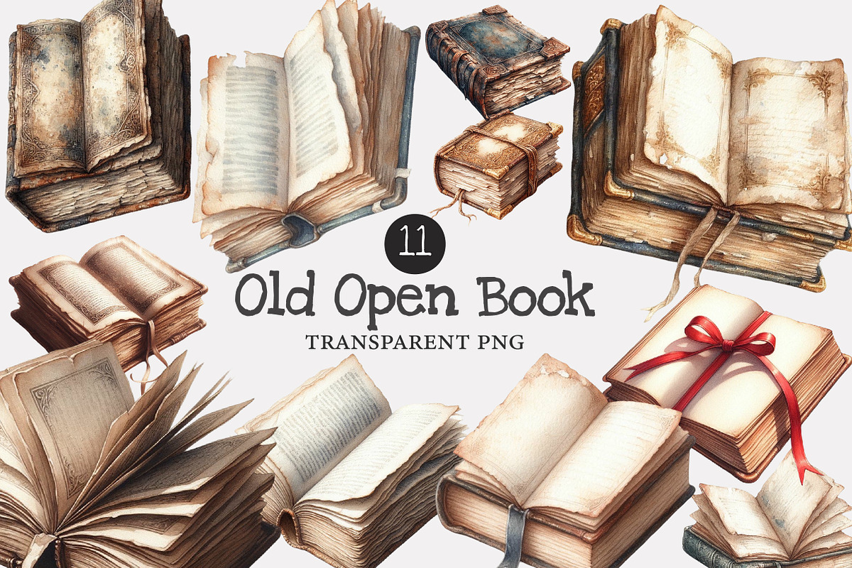 Old Open Book clipart, an Illustration by Designworld (Photo 1 of 5)