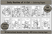 Cat Daily Routine Coloring Book, an Animal Illustration by Lamia Emad (Thumbnail 1 of 5)