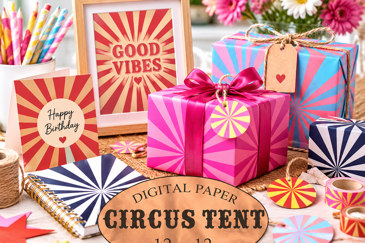 Circus tent stripey backgrounds, a Pattern Graphic by Kiwi Fruit Punch (Photo 3 of 3)