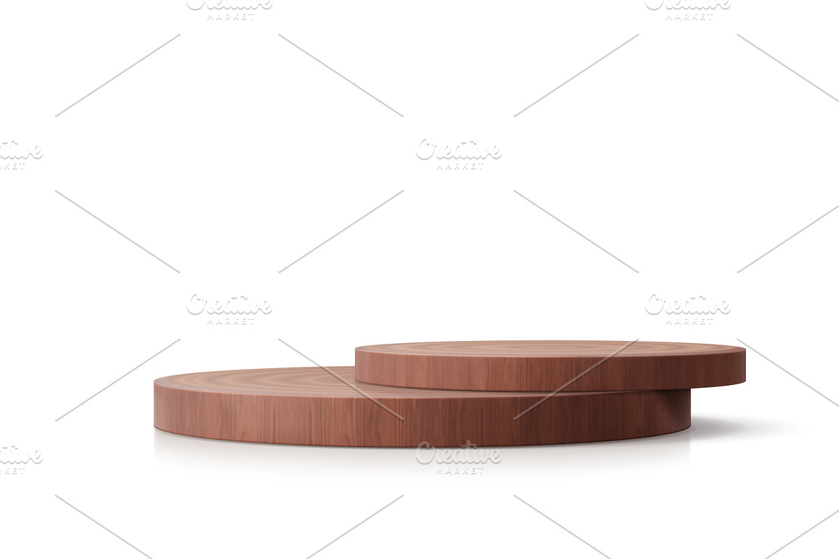 Round wooden podium stand, a Decorative Illustration by Vector Tradition