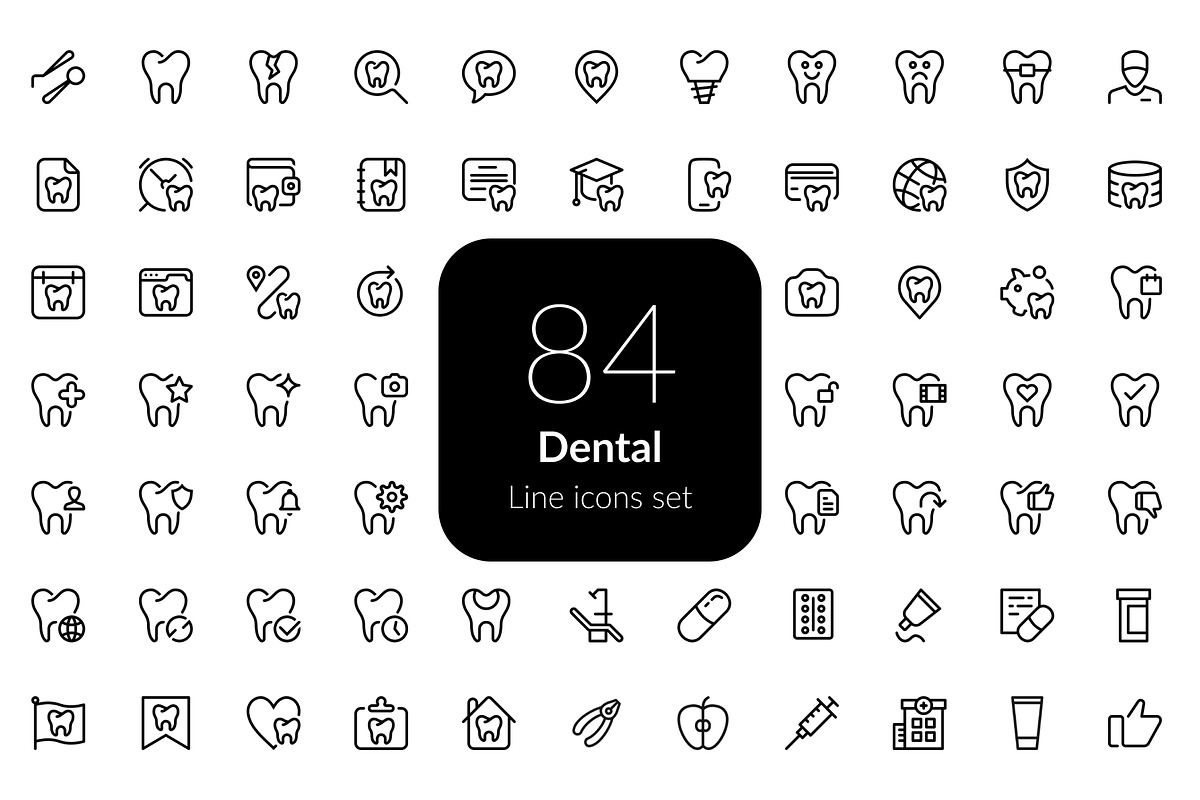 Dental icon set, an Outline Icon by AIWD (Photo 1 of 2)