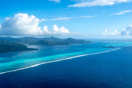 Aerial view of Tahaa island, French Polynesia, with turquoise la, a Nature Photo by GoodGoods