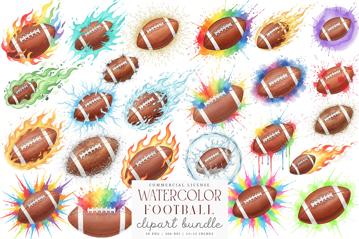 Splash American Football Ball PNG, an Illustration by SinaCreation (Photo 1 of 7)