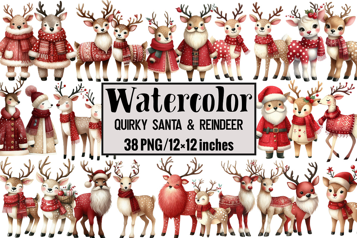 Quirky Santa & Reindeer, an Illustration by Design Market (Photo 1 of 3)