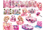 Pretty Pink Girly Clipart Set, a Person Illustration by GlamArtZhanna (Thumbnail 3 of 5)