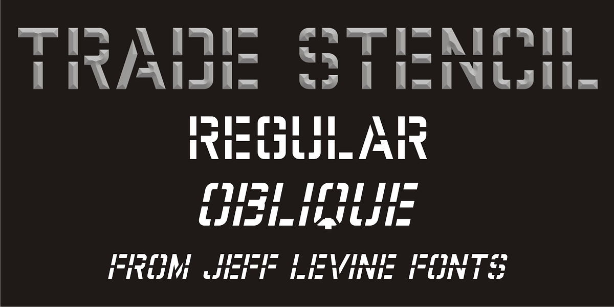 Trade Stencil JNL, a Sans Serif Font by Jeff Levine Fonts