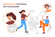 Shopping Vector Illustration Set, a Person Illustration by Vectors Market (Thumbnail 3 of 8)