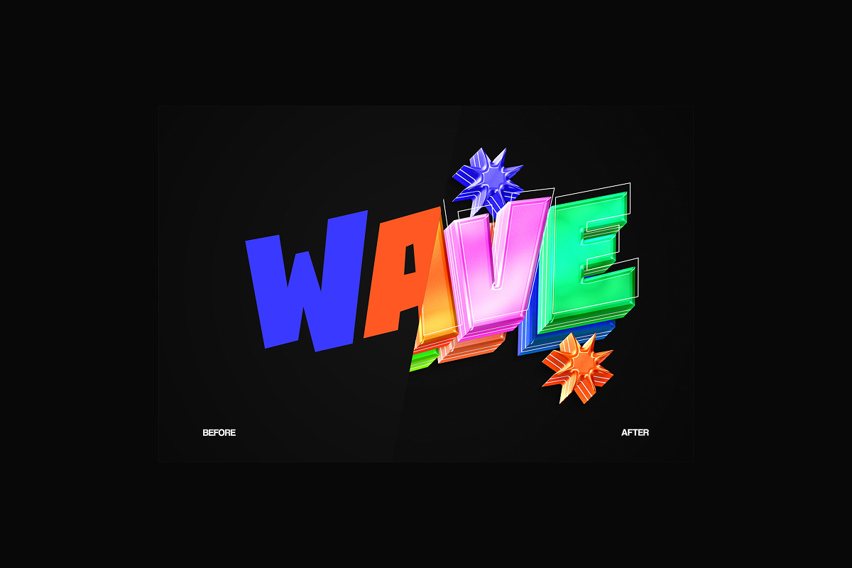 Colorful 3D Glossy Text Effect, a Layer Style Add-On by Matsero (Photo 3 of 4)
