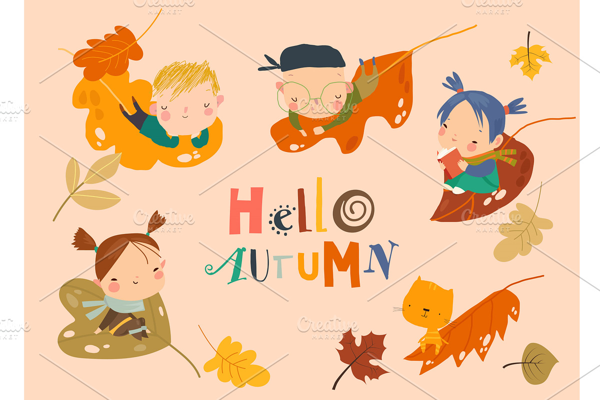 Cute Cartoon Boys and Girls flying, a Person Illustration by Maria Starus