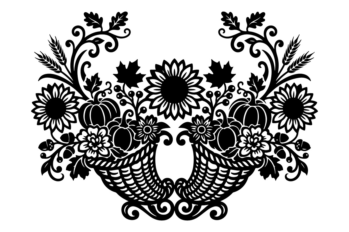 Elegant Floral Pumpkin Cornucopia, an Object Graphic by Gfx_Store (Photo 15 of 16)