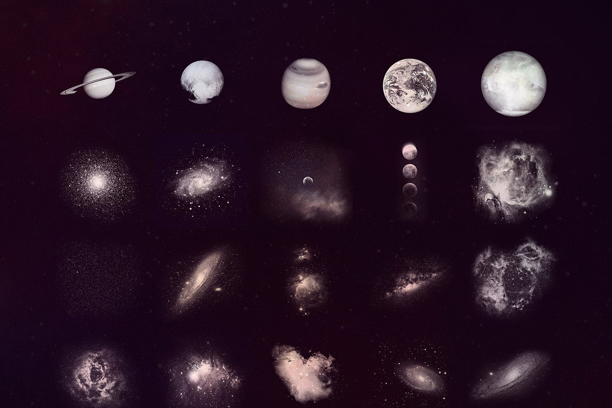 Procreate space brushes (stamps), a Brush Add-On by Endete & Mazak brushes (Photo 2 of 4)