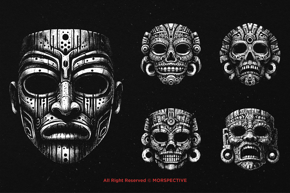 10 Bundle Dark Art Tribal Mask, an Illustration by Morspective (Photo 5 of 7)