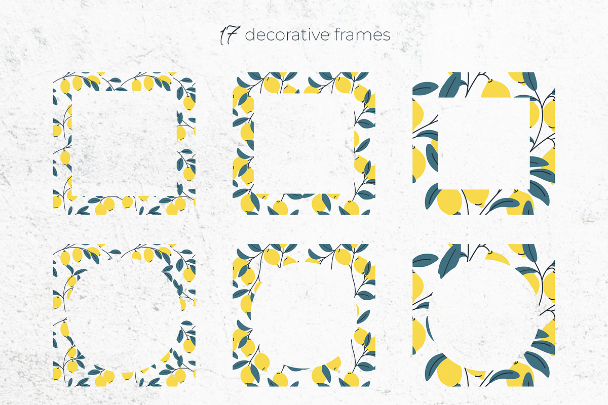 Lemon Cliparts, Frames & Patterns, a Decorative Illustration by Panna Limon Store (Photo 7 of 18)