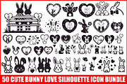Cute Bunny Love Silhouette Icons, an Illustration by Creativeshirt (Thumbnail 1 of 51)