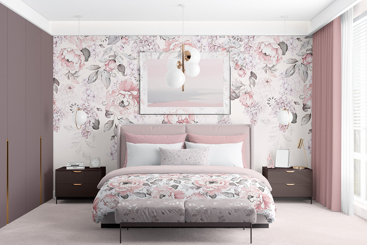 Pink Watercolor Peonies Pattern, a Pattern Graphic by Lisima (Photo 11 of 16)