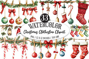 Christmas Clothesline Clipart PNG, a Seasonal Illustration by Designking