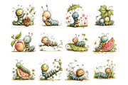 Summer Caterpillar Watercolor PNG, an Animal Illustration by Nicolle's Colorful Art (Thumbnail 2 of 4)