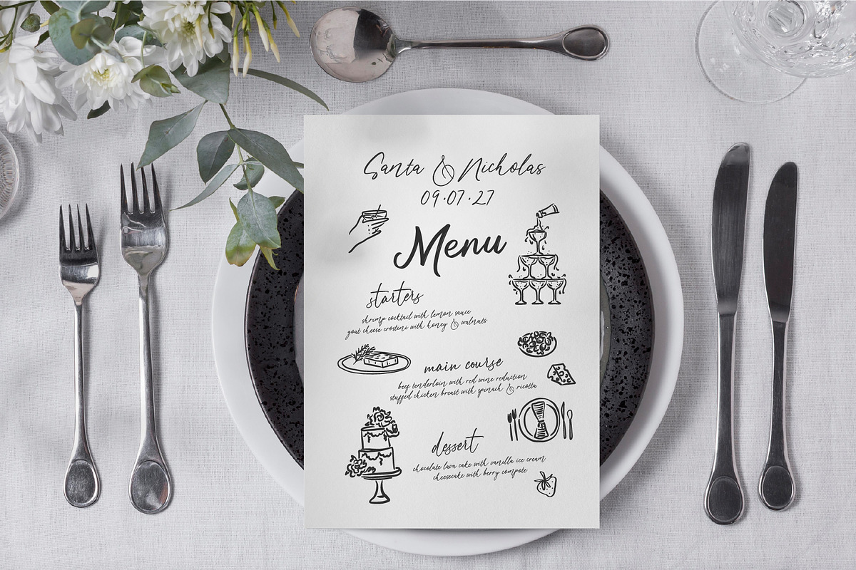 Hand Drawn Playful Wedding Clipart, a Decorative Illustration by La Petite Line Art (Photo 3 of 15)